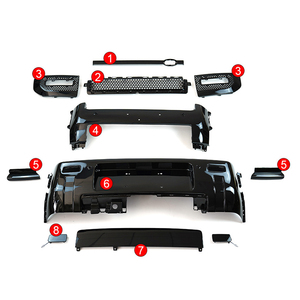 Para <span class=keywords><strong>Land</strong></span> <span class=keywords><strong>Rover</strong></span> <span class=keywords><strong>Defender</strong></span> 90 110 2022 2023 Kit de carrocería <span class=keywords><strong>modificado</strong></span> Rejilla de parachoques delantero y trasero negro Kit de carrocería negra - Product Image 6