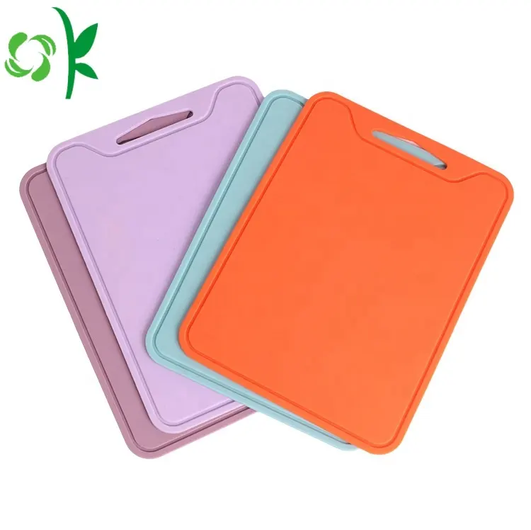 OKSILICONE Custom Silicone Cutting Board Soft Kitchen Chopping Board Dishwasher Safe Cutting Mats with Handle