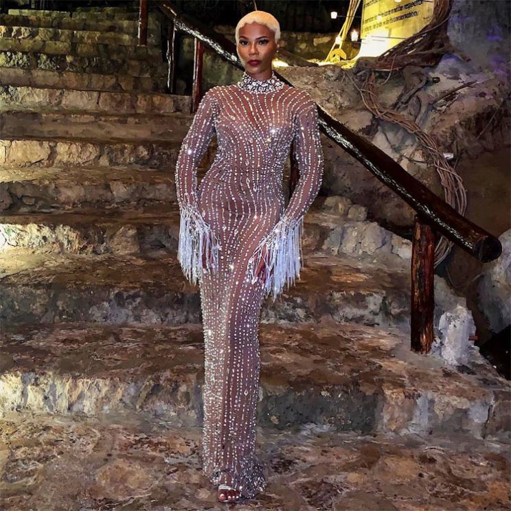 bling bridesmaid dresses Custom-made Gold Sequined Mermaid blush sequin bridesmaid dresses with Jewel Neckline, Short Capped Sleeves, Back Zipper, and Sweep Train