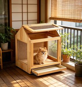 <span class=keywords><strong>Jaula</strong></span> para Mascotas de Madera Maciza con Cajón, Estilo Casa, para Perros Pequeños y Medianos, Nuevo Producto Más Vendido - Product Image 1