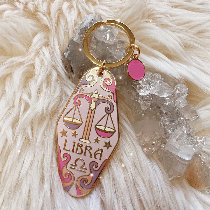 SPARKLE BEING Astrology Birthday Sign Keychain - Retro Motel Style Key Ring With Zodiac Sign - View #12