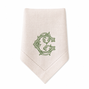 Serviette de table en lin brodée monogramme, bord festonné, broderie mariage, 100% lin, set de table - Product Image 1