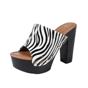 Heeled Sandals Animal Prints <b>Open</b> Toe Chunky Heel Platform Fashion Trend Stones Women's <b>Shoes</b> - Product Image 5