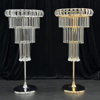 Décoration de Mariage Centre de Table Support de Fleurs en Métal Cristal Acrylique Argenté Doré pour Fête et Mariage