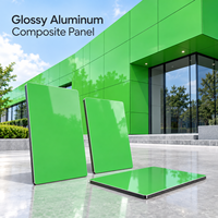 Panneau composite en aluminium vert brillant avec revêtement PE, 4 mm, 1220x2440 mm, plaque ACP pour enseignes de présentation en magasin
