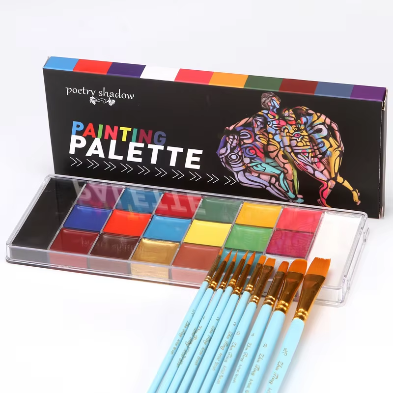 Brown 20 color Body paint +10pcs PainBrush+4 stickers