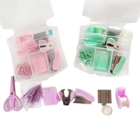 Ensemble de mini-agrafeuses, organiseur de papeterie de bureau, kit de fournitures de bureau miniatures couleur macaron pour l'école et le bureau