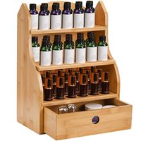 Boîte de rangement pour huiles essentielles, 46 emplacements, présentoir à vernis à ongles avec tiroir, bambou, 3 niveaux, rangement pour huiles essentielles