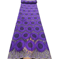 Tissu en dentelle de corde pure d'Osmanthus soluble dans l'eau, multicolore et luxueux, broderie africaine traditionnelle en strass, brillant et luxueux