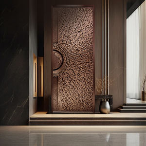 Porte principale en cuivre pur gravée à la main, symétrique, de qualité supérieure, pour bâtiments diplomatiques ou culturels - Product Image 3