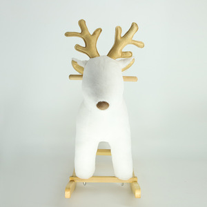 Cavalo de Balanço Infantil em Madeira Sólida e Pelúcia, Brinquedo de Madeira para Jardim de Infância - Product Image 2