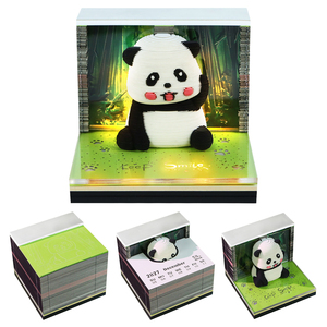 Blocco Note 3D Kawaii a Forma di Panda Gigante, Calendario 2027, Foresta di Bambù, Mascotte '<span class=keywords><strong>Keep</strong></span> Smile', Cubo di Carta con Luce LED, Regalo per Bambini - Product Image 1