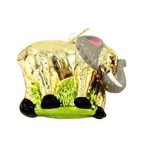 새로운 스타일 유행 시뮬레이션 크리스마스 동물 장식품 유리 암소 코끼리 돼지 크리스마스 트리 매달려 장식