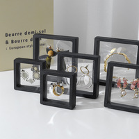 Boîte flottante en carton noir pour bagues, boucles d'oreilles, colliers, avec film PE, pour le rangement et la présentation de bijoux, vente en gros