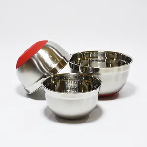 With scale 304 stainless steel salad rice metal bowl Multiple specifications can form a suit big salad bowl