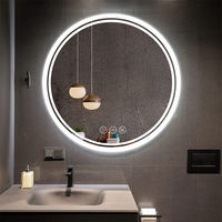 Miroir de lumières led alimenté par batterie plein corps led rond or miroir de vanité miroir de maquillage avec lumières led écran tactile