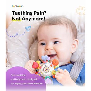 Infinno Safe Jouet pour bébé en silicone de qualité alimentaire sans BPA, multifonctionnel, inspiré de Montessori, beige, à mâcher - Product Image 3