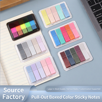 Blocs-notes autocollants fluorescents PET avec boîte, index transparents, marqueurs transparents, fournitures de bureau et scolaires
