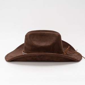 Chapeau de <span class=keywords><strong>cowboy</strong></span> en daim de luxe avec bande décorée de strass, large bord, pour hommes et femmes, style western, <span class=keywords><strong>tenue</strong></span> de concert, toutes saisons - Product Image 6