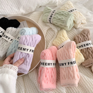 New Autumn and Winter <strong>Water</strong> Mink Velvet Women's Middle <strong>Socks</strong> Plus Velvet Thickened and Warm Sleep <strong>Socks</strong> - Product Image 2