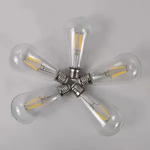 Edison sumber lampu retro kaca bening, lampu bohlam dekorasi, lampu LED Bening, sekrup lampu penghemat energi E27 4w 6w 8w