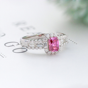 Paston takı özelleştirilmiş 5x7mm 1ct pembe radyant Moissanite yüzük 925 gümüş yüksek kalite Moissanite takı - Product Image 3
