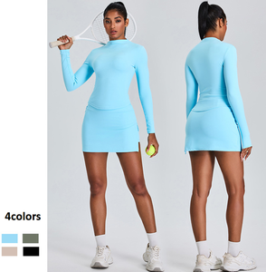 Body de yoga y mono sexy de una pieza para mujer Pure Desire, ajustado, de manga larga, con falda y pantalón <span class=keywords><strong>culotte</strong></span>, que realza la cadera - Product Image 1