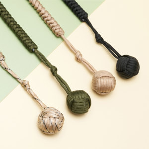 Porte-clés paracorde, nouveau design, noué au poignet, haute résistance, <span class=keywords><strong>auto</strong></span>-défense, outil de survie d'urgence, avec boule en acier, 1 pièce - Product Image 5