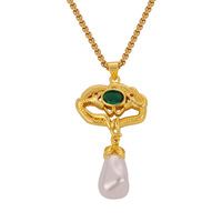 Collier à double chaîne en spirale avec perles, en laiton plaqué or, design de créateur