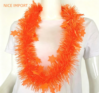 Ensemble collier et bracelet fluorescent orange avec étoiles et rayures pour la nuque et les poignets – Décorations thème néon