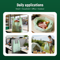 Sacs poubelles compostables et biodégradables en forme de T-shirt, imprimés en héliogravure avec poignées, à rabat supérieur, 1,6 g, grande capacité, 5810, certifiés TUV