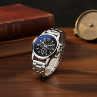 Montre à quartz de luxe pour homme en alliage d'acier inoxydable 40 mm, design sportif pièce de monnaie antique, verre résistant à l'eau, style affaires et décontracté
