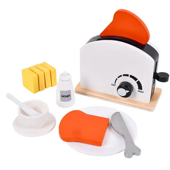 2022 nouvelle simulation cuisine grille-pain jouets noir et blanc mini  grille-pain ensemble jouets jouets en bois pour enfants éducation de la  petite enfance