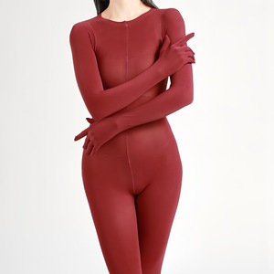 Women Velvet Bodysuit 120D Medium Thickness High Stretch Shaping Warm Full Body For Autumn Winter - Product Image 3