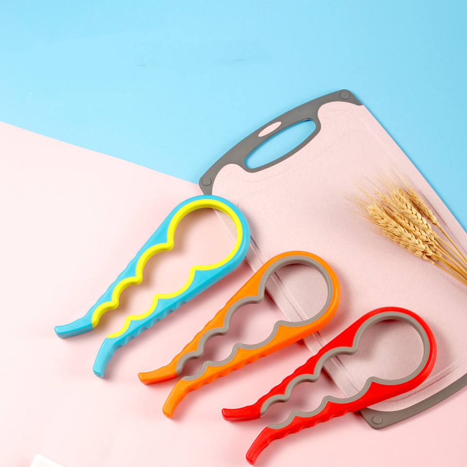 Креативная пластиковая открывалка для бутылок, Многофункциональный кухонный инструмент, 4 в 1, открывалка для банок, нескользящий поворотный Открыватель для бутылок