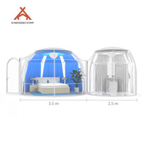 Dôme géodésique préfabriqué en polycarbonate PC Kawagebo Kamp (KK) de 3,5 m + 2,5 m de diamètre, rond, pour hôtel en plein air