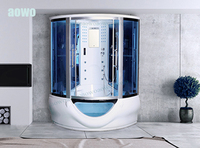 Cabine à vapeur Hamman couleur marron brillant avec baignoire à remous en acrylique Sauna et hammam Jets de massage du dos Douche de tête avec télévision intelligente
