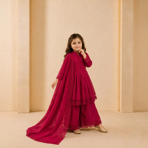 Conjunto de Sherwani de Encaje para Niñas, Ropa India y Pakistaní, Vestido Plisado con Dupatta de Malla y Pantalones para Fiestas y Bodas - Product Image 1