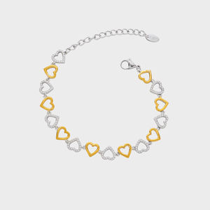 Set di Collana e Bracciale a Forma di Cuore in Acciaio al Titanio 18K, Gioielli Artigianali Magnifici per Donna, Joyas De Acero Inoxidable Al Por Mayor - Product Image 4