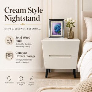 Bulk Wholesale Cream White Solid Wood High Gloss Lacquer <strong>Compact</strong> Drawer Storage Mini Bedroom Hotel Nightstand <strong>Bedside</strong> <strong>Table</strong> - Product Image 4
