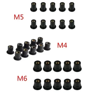 M4/M5/M6 motorcycle rubber well nutsaccessories fasteners Motorcycle decoration Modified windshield brass rubber nut