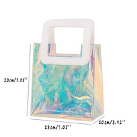 Sacs de shopping holographiques en PVC à poignée blanche, prix abordable, vente en gros par les fabricants chinois, pour emballage cosmétique