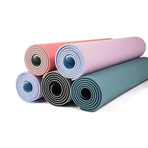 Eco Yoga Mat Manufacture High Quality Organic Eco Friendly Recycle Custom Print Durable 6mm Double Color TPE Yoga Mat