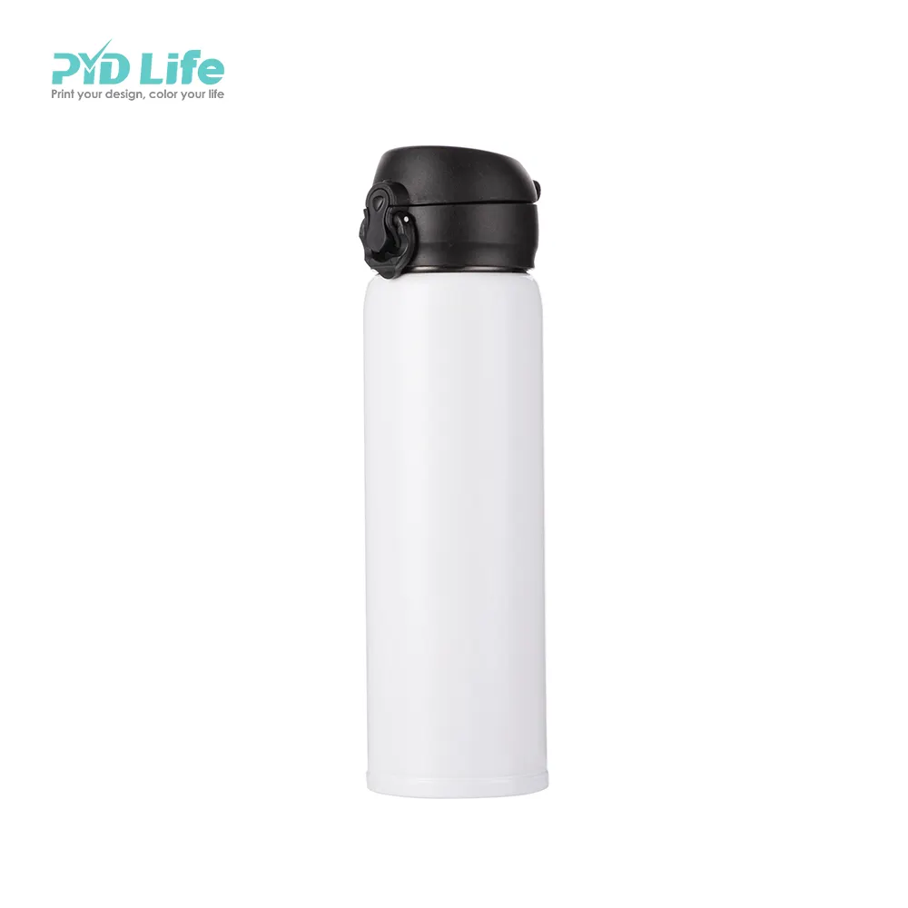 PYD Vita 17oz 500ml Bianco Dritto Bicchiere di Sublimazione In Acciaio Inox Bottiglia di Acqua con la Pop Coperchi