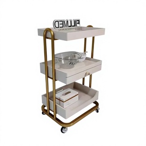 Three Tier Beauty Salon Trolley Stainless Beauty Salon Home Makeup Tattoo Locker Salon Rolling Storage Trolley With Drawers - Product Image 1