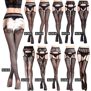Collants résille sexy sans entrejambe pour femme, avec <span class=keywords><strong>porte</strong></span>-jarretelles en dentelle, ajourés, érotiques - Product Image 3