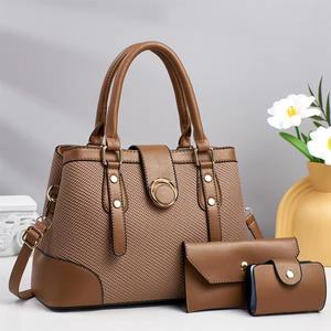 Conjunto de Tres Piezas con Estampado Simple para Mujer, Bolso de Mano de Gran Capacidad con Borlas, Cierre Abierto, Patrón de Caramelo, Bolso Bandolera - Product Image 4