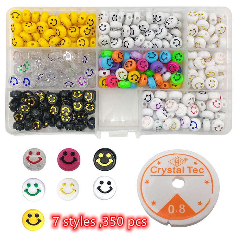 Оптовая продажа, акриловые бусины со смайликом, 350 шт., пластиковые глиняные бусины россыпью для изготовления ювелирных изделий, наборы ручной работы «сделай сам»