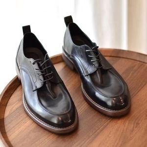 Chaussures habillées en cuir véritable pour hommes, style tendance, à bout carré, à lacets, respirantes, légères, grande taille, tendance européenne - Product Image 6