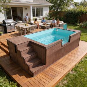 Piscine rectangulaire traditionnelle avec accents de carrelage et système de couverture de sécurité automatique - Product Image 1